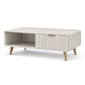 Stolik kawowy, Niski stół z magazynem 100 x 50 x 45 cm MDF lakierowane białe prostokątne