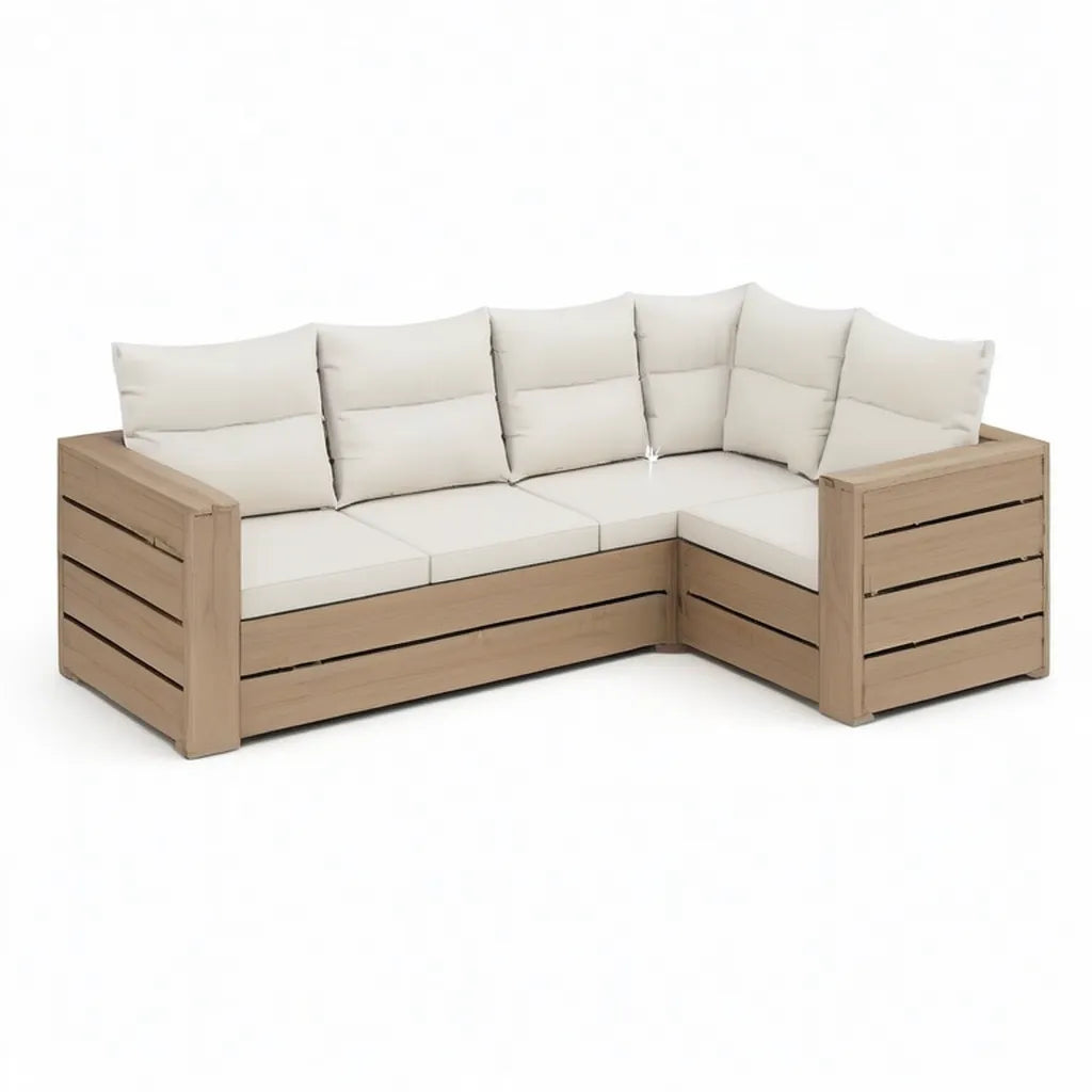Sofa ogrodowa, Ogrodowa kanapa narożna 5- fotel z litego drewna acacia, 270 x 210 x 75 cm