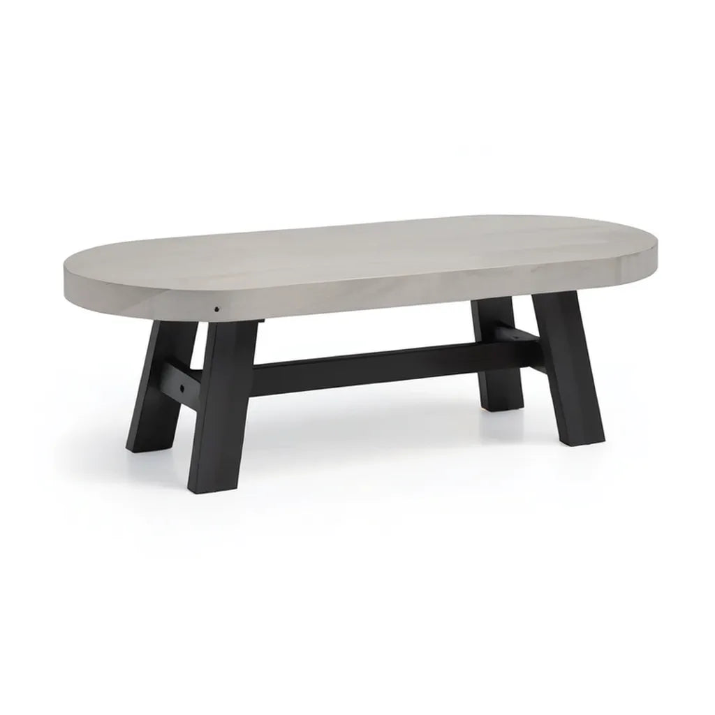 Stolik kawowy, Owalny stolik do kawy 120 x 60 x 45 cm Taca MDF beton efekt nóżki w sosnowym czerni