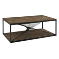 Stolik kawowy, Prostokątny stół kawowy z półką 110 x 60 x 45 cm panele MDF z czarną stalą i brązową melaminą