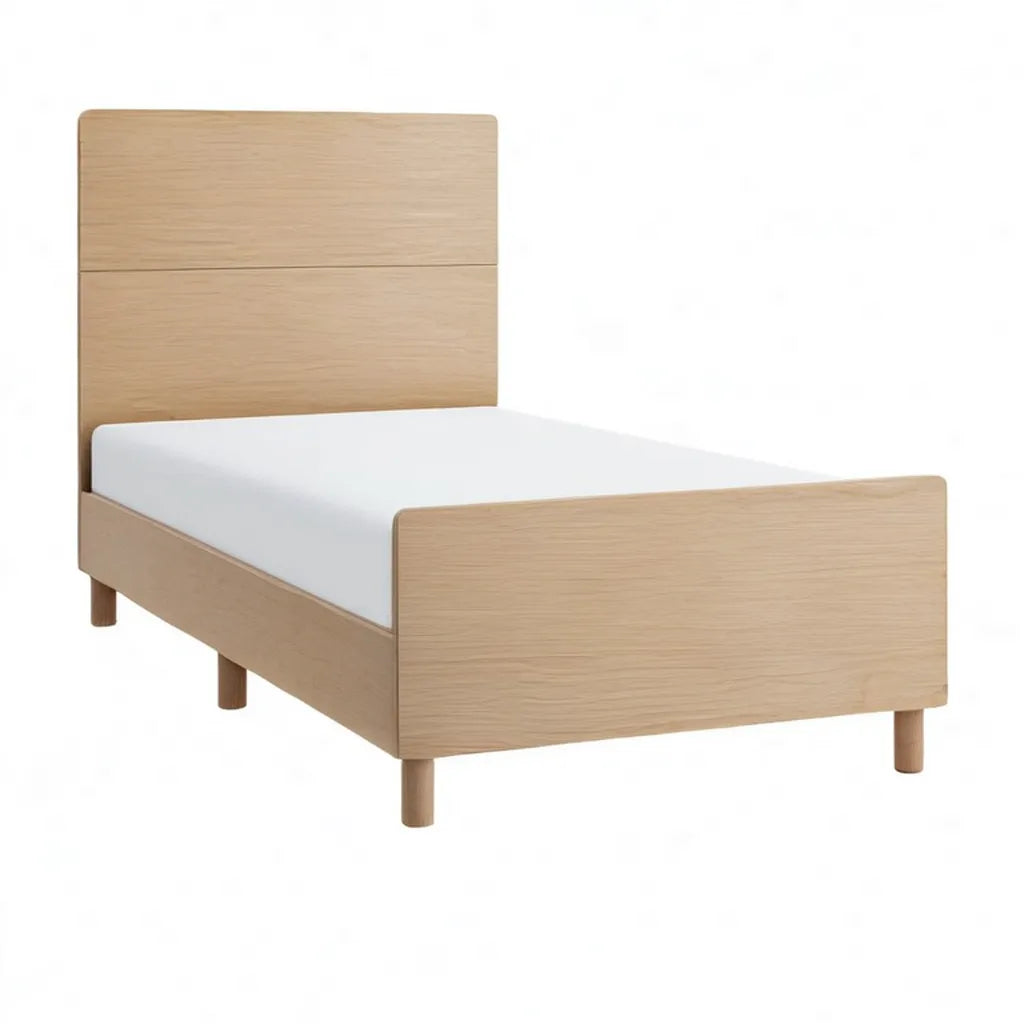 Łóżko pojedyncze ramka 90 x 200 cm MDF z dębowym fornirem prostokątnym charakter