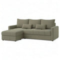 Sofa, Kanapa narożna z pokrywą z linek szezlongiem 3- seater 240 x 160 x 85 cm z poliestru L-shape oliwkowego