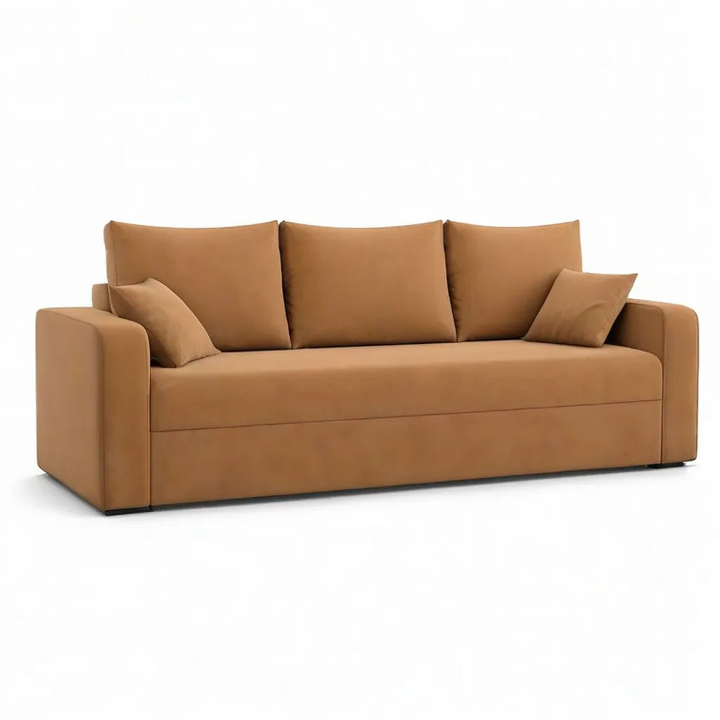 Sofa, Prosta kanapa z 3-osobowym fotelem z poliestrowym pokryciem z mikrofibry, 220 x 95 x 85 cm
