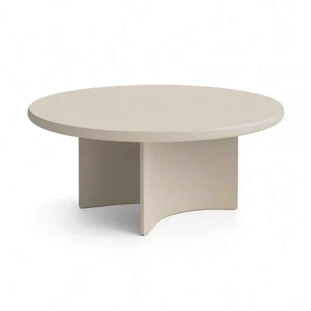 Stolik kawowy, Okrągły stolik kawowy 80 x 40 cm w beżowych panelach MDF