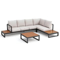 Sofa ogrodowa, Ogród salon narożnik sofa zestaw 270 x 200 cm aluminium WPC beżowy brązowy czarny