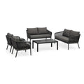 Sofa ogrodowa, 5-częściowa kanapa ogrodowa z 2 sofami 2 fotele i stali stołowej do kawy PE- rattan poliester antracyt 128 x 70 x 76 cm